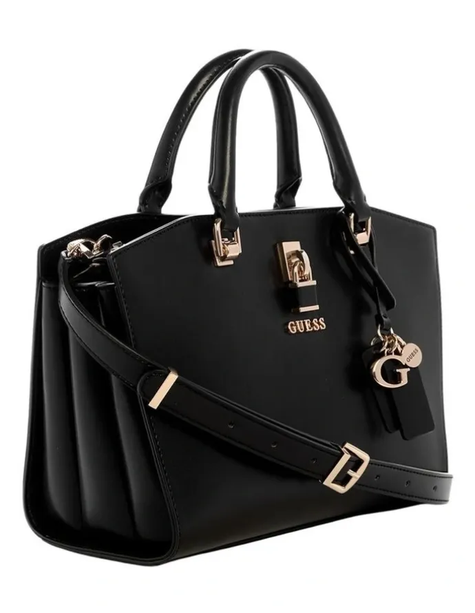 Guess Queensland Luxury Satchel Bag in Black