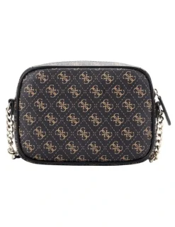 Guess Sarai Camera Crossbody Bag in Brown Logo