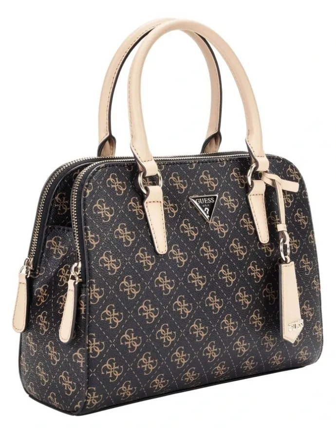 Guess Sarai Status Satchel Bag in Brown Logo