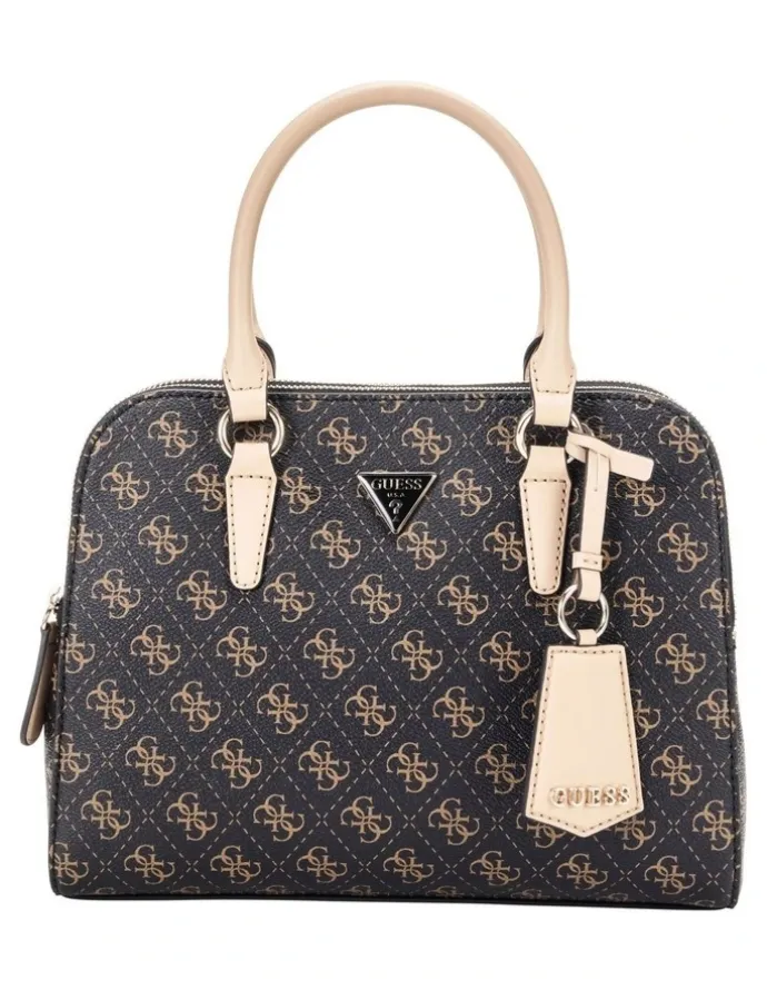 Guess Sarai Status Satchel Bag in Brown Logo