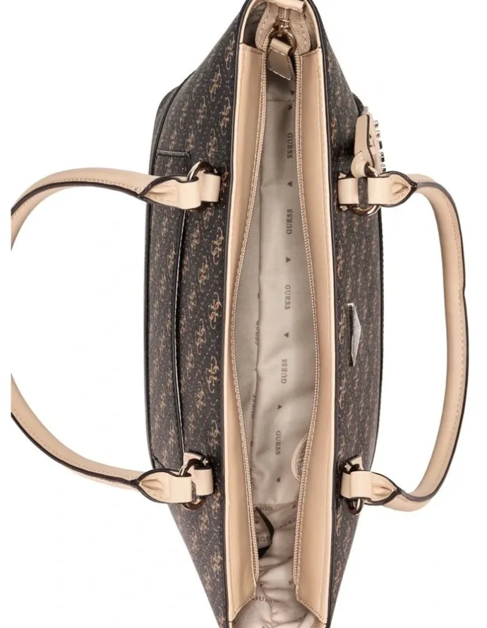 Guess Sarai Status Satchel Bag in Brown Logo