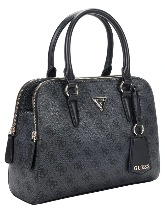 Guess Sarai Status Satchel Bag in Coal Logo