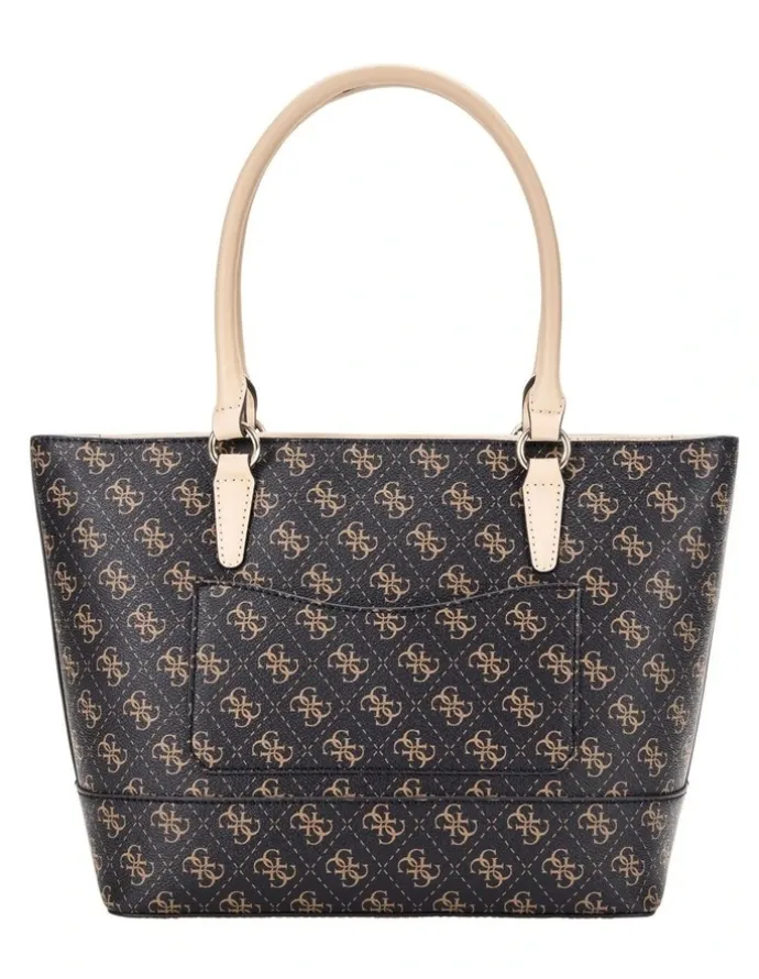 Guess Sarai Top Zip Tote Bag in Brown Logo
