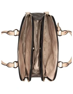 Guess Sarai Top Zip Tote Bag in Brown Logo