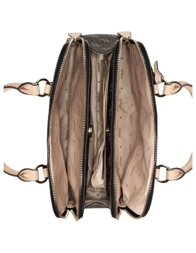 Guess Sarai Top Zip Tote Bag in Brown Logo