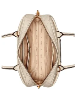 Guess Sela Box Satchel Bag in Beige