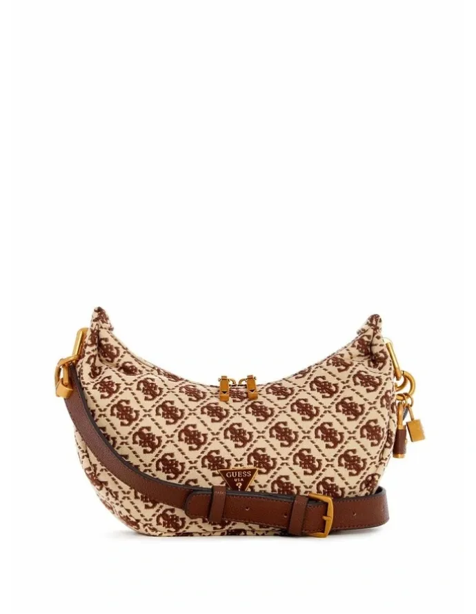 Guess Shemara Mini Hobo Satchel Bag in Brown Logo