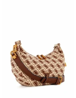 Guess Shemara Mini Hobo Satchel Bag in Brown Logo