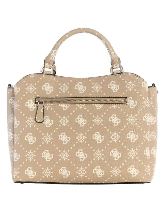 Guess Silia Girlfriend Satchel Bag in Biscotti Logo