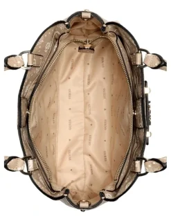 Guess Silia Girlfriend Satchel Bag in Biscotti Logo