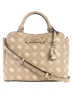 Guess Silia Girlfriend Satchel Bag in Biscotti Logo