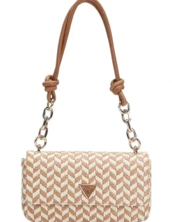 Guess Tessi Flap Shoulder Bag in Cognac Multi