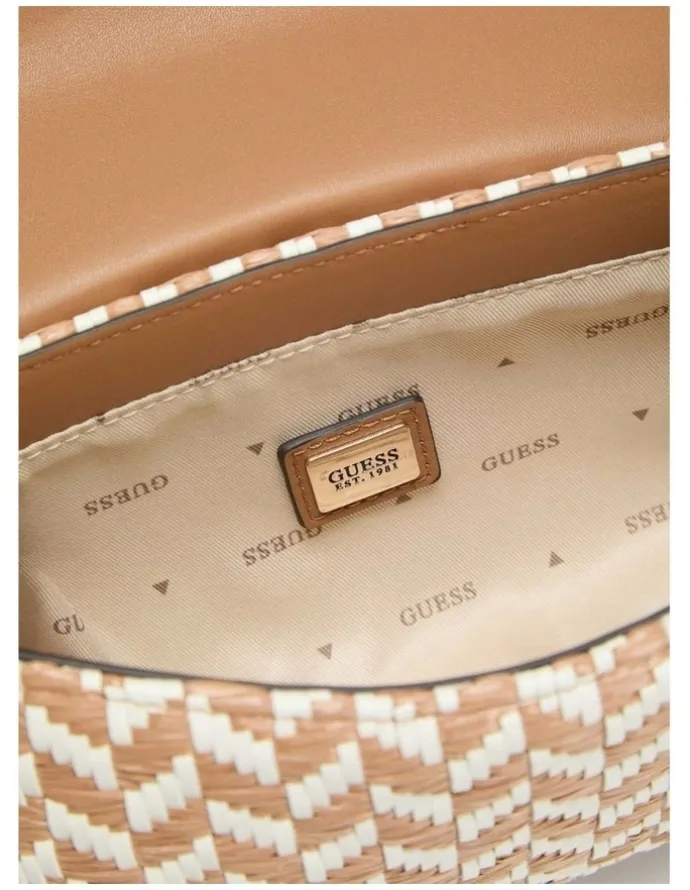 Guess Tessi Flap Shoulder Bag in Cognac Multi