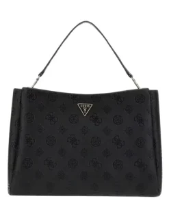 Guess Tisha Large Girlfriend Satchel Bag in Black Logo