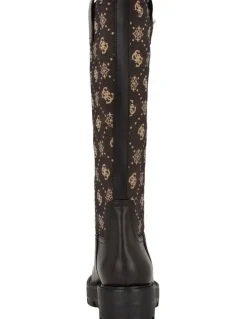 Guess Yannis Logo Boots in Dark Brown
