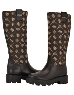 Guess Yannis Logo Boots in Dark Brown