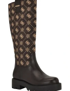 Guess Yannis Logo Boots in Dark Brown