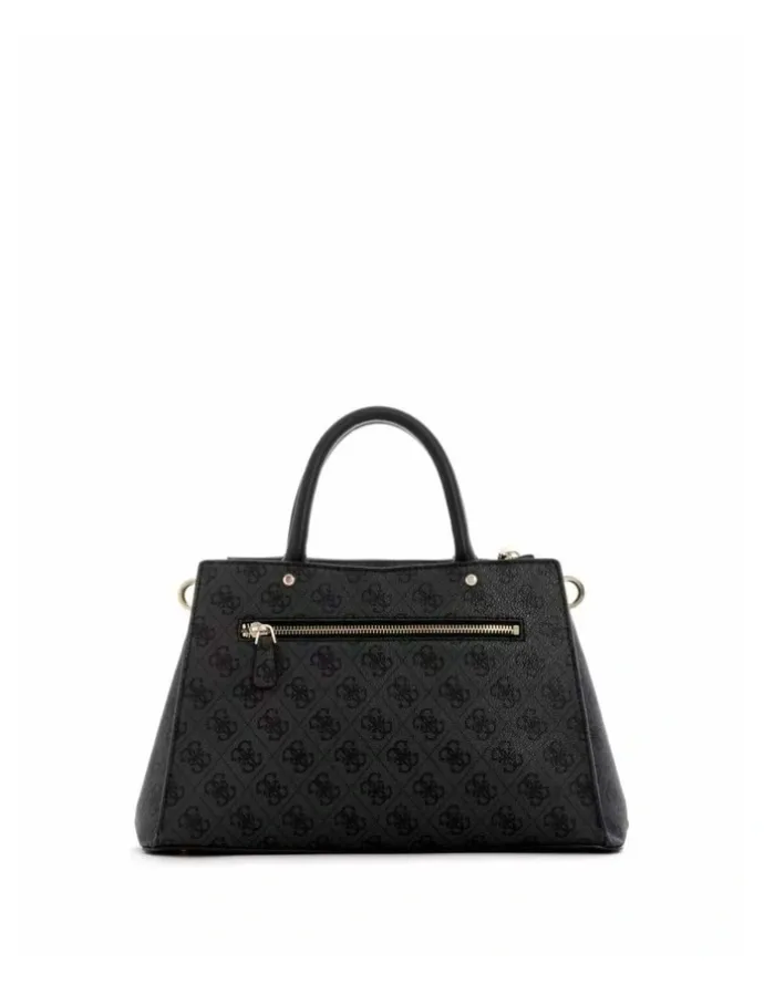 Guess Zamira Luxury Satchel Bag in Coal Logo