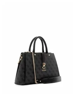 Guess Zamira Luxury Satchel Bag in Coal Logo