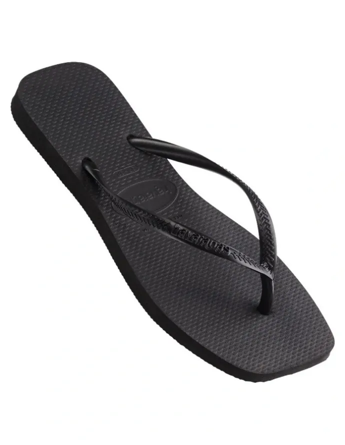 Havaianas Slim Square Toe Thongs in Black