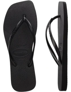 Havaianas Slim Square Toe Thongs in Black