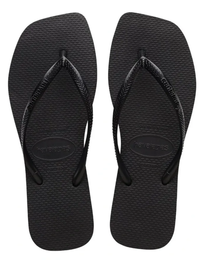 Havaianas Slim Square Toe Thongs in Black