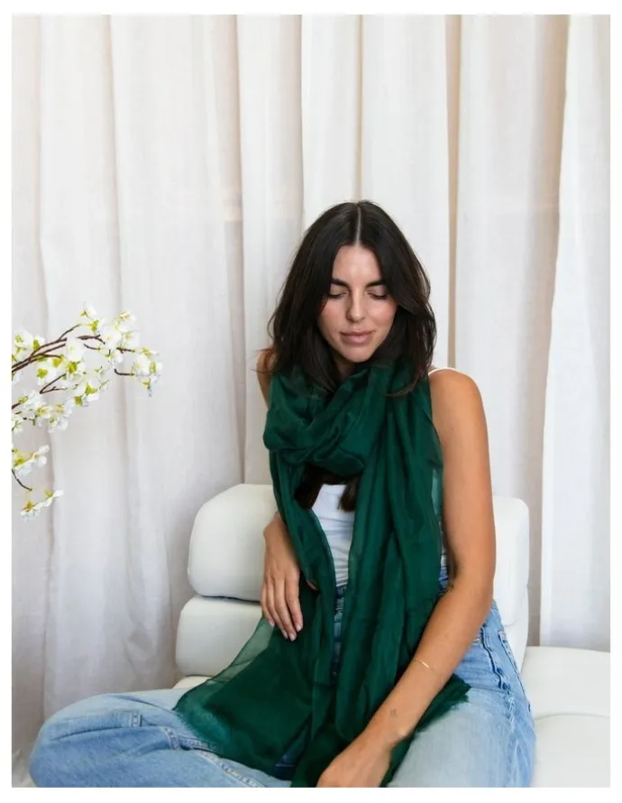 Heirloom Cashmere Cashmere Lightweight Shawl in Emerald