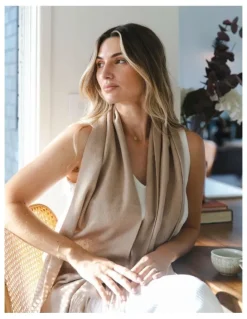 Heirloom Cashmere Cashmere Woven Scarf in Sand