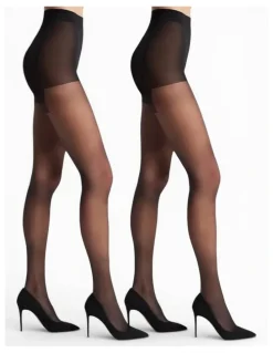 High Heel Jungle 15 Denier Silky Slimming Sheer Tights - 2 Packs