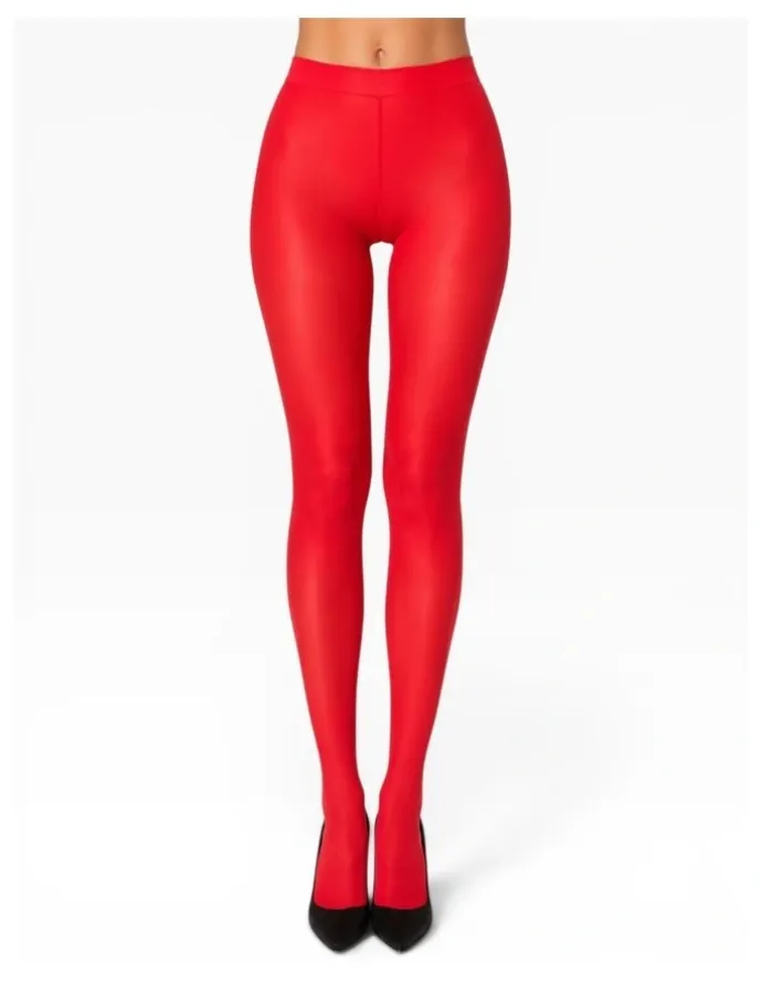 High Heel Jungle Cherry Red Luxe Opaque Tights