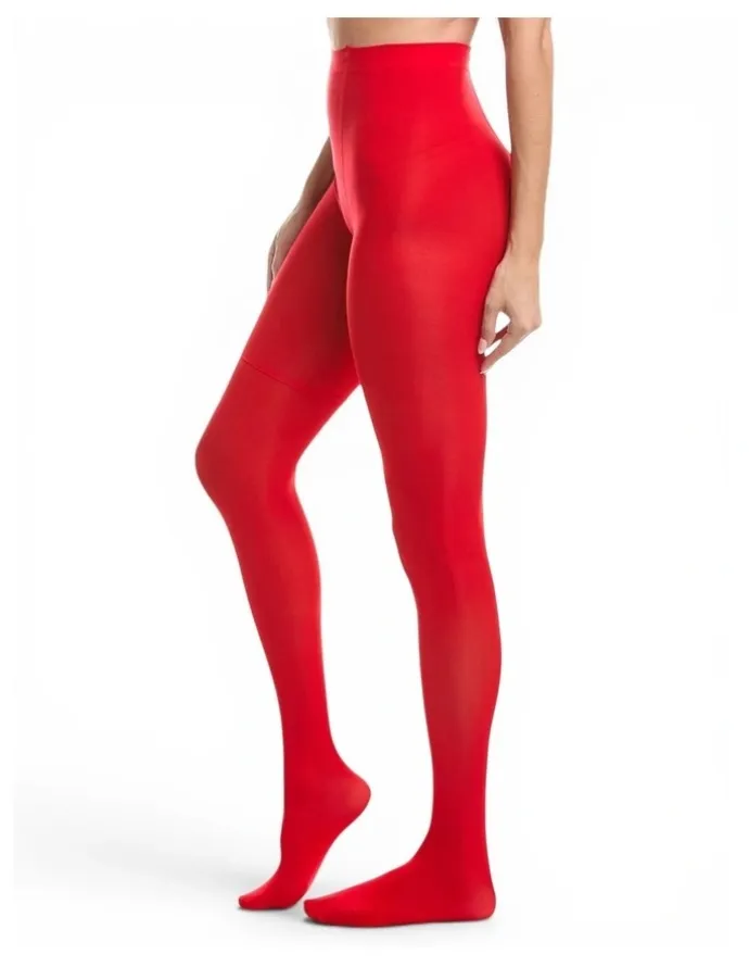 High Heel Jungle Cherry Red Luxe Opaque Tights