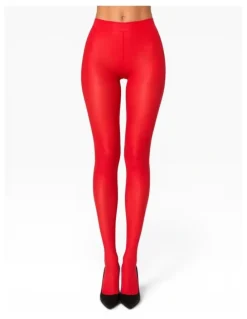High Heel Jungle Cherry Red Luxe Opaque Tights