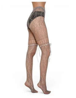 High Heel Jungle Chevonne Lace And Satin Fishnet Tights