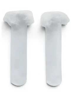 High Heel Jungle Frou-Frou Faux Fur Trim Cotton Socks in White