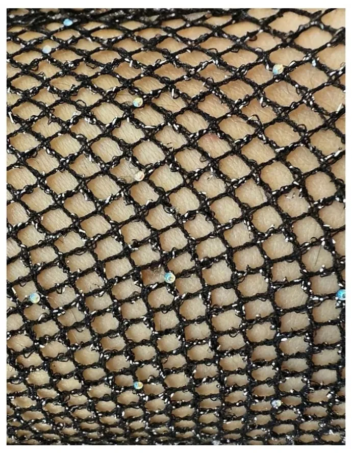 High Heel Jungle Glam Rock Lurex Crystal Mesh Tights
