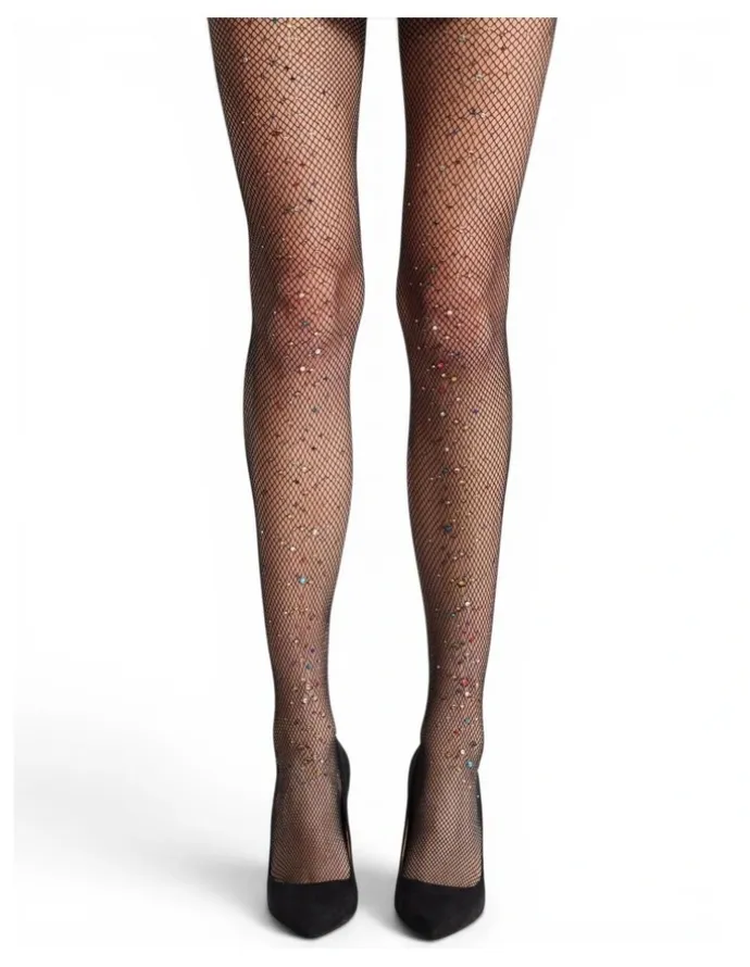 High Heel Jungle Glitter Fishnet Tights