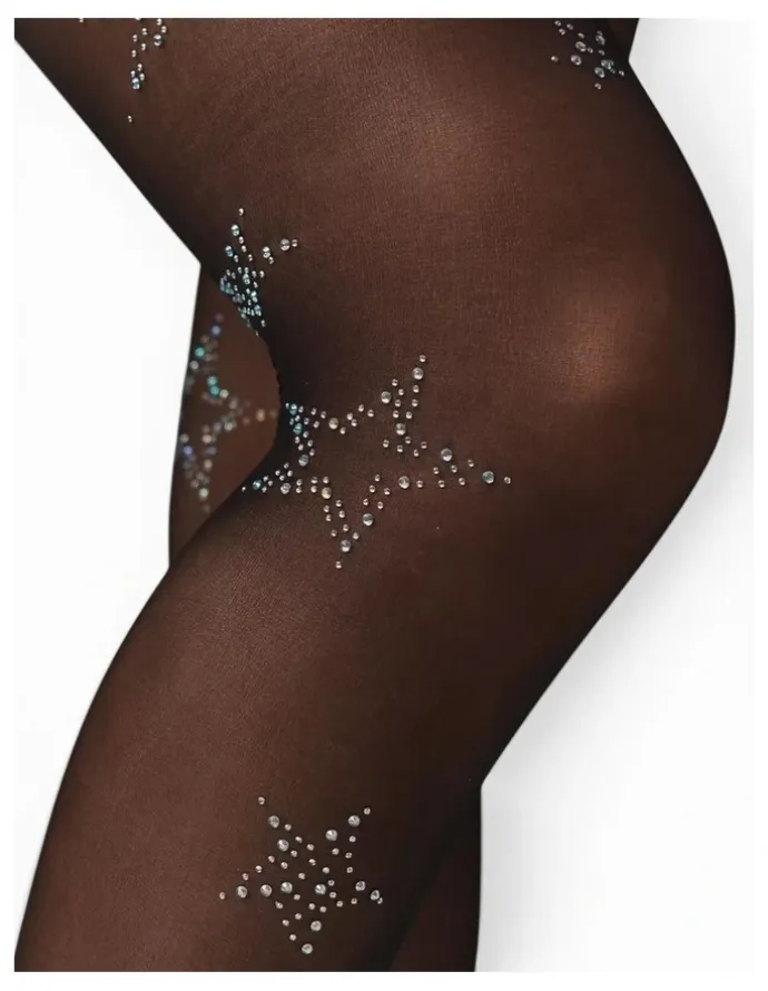 High Heel Jungle Glitter Star Sheer Tights
