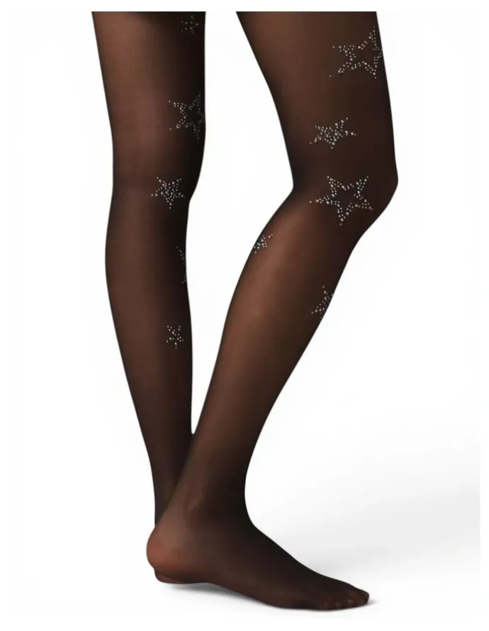 High Heel Jungle Glitter Star Sheer Tights