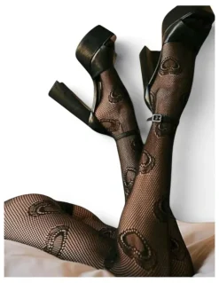 High Heel Jungle Heart Knit Tights