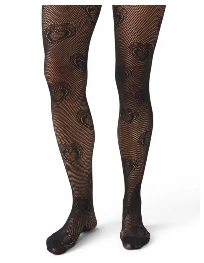 High Heel Jungle Heart Knit Tights