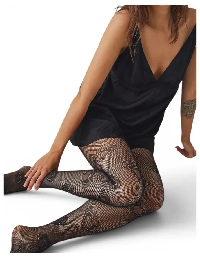 High Heel Jungle Heart Knit Tights