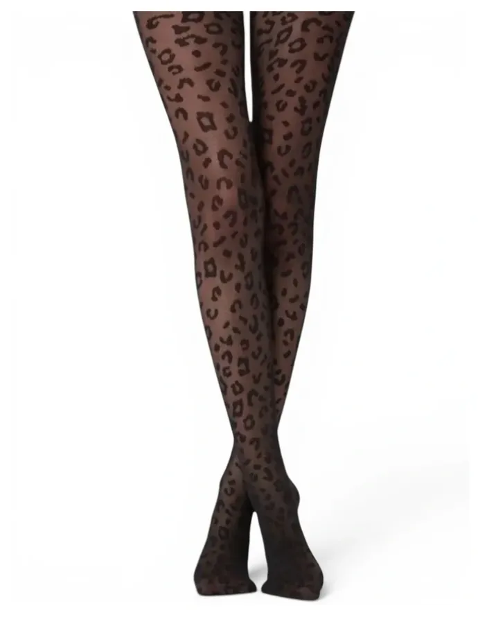 High Heel Jungle Leopard Print Tights