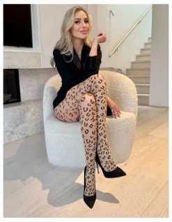 High Heel Jungle Leopard Print Jacquard Luxe Tights