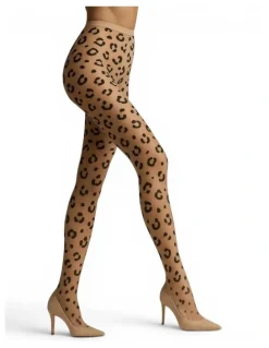 High Heel Jungle Leopard Print Jacquard Luxe Tights