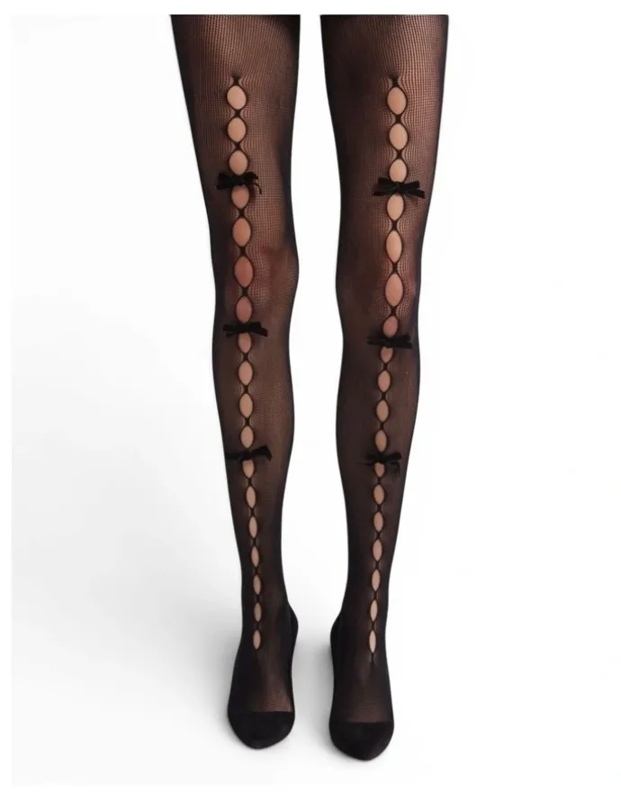 High Heel Jungle Pearl Bow Peek A Bow Tights