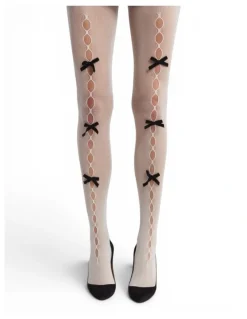 High Heel Jungle Pearl Bow Peek A Bow Tights