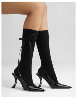 High Heel Jungle Prima Cotton With Satin Ribbon Socks in Black