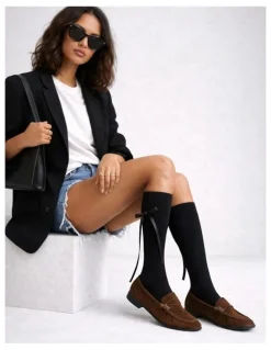 High Heel Jungle Prima Cotton With Satin Ribbon Socks in Black