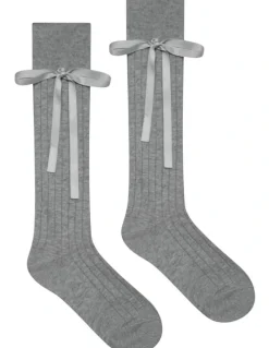 High Heel Jungle Prima Cotton With Satin Ribbon Socks in Grey