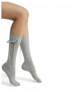 High Heel Jungle Prima Cotton With Satin Ribbon Socks in Grey